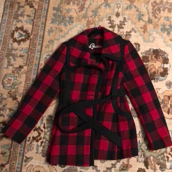 guess plaid coat